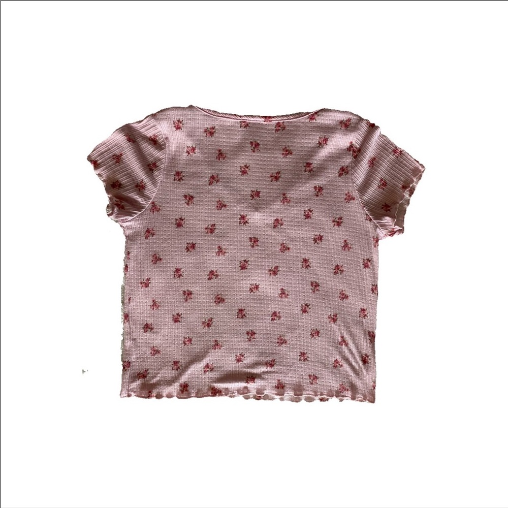 Floral Pink Ruffle Crop Top - Picture 2 of 4